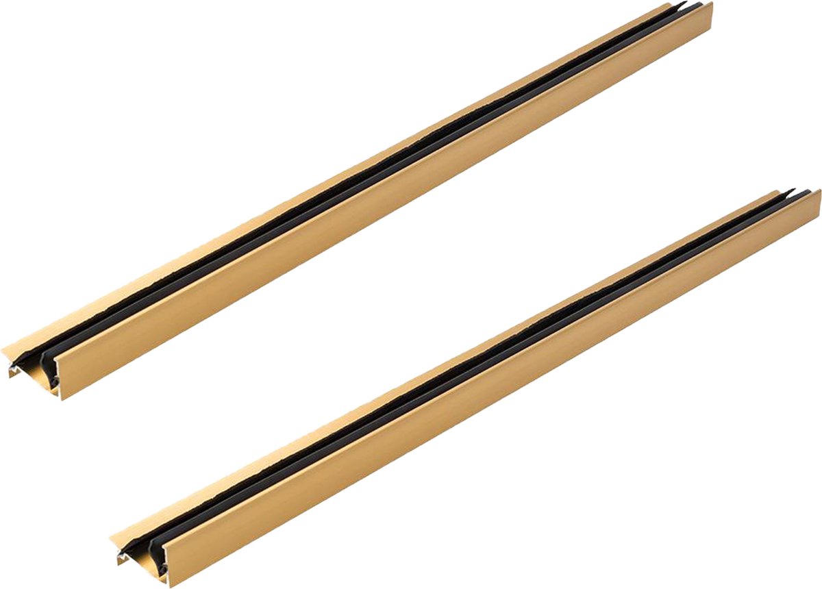 Fixman Tochtstrip - 2x - tochtwering - goud - aluminium - 91 x 5,2 cm - deur tochtstopper