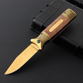 Zakmes - Goud - Survival - Outdoor Mes - Pocket Knife - Vlijmscherp - Houten handvat - Stoer - Hunting Knife - Kamperen - 22cm - Cadeau Tip