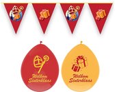 Vlaggenlijn en ballonnen Sinterklaas - rood - feestversiering