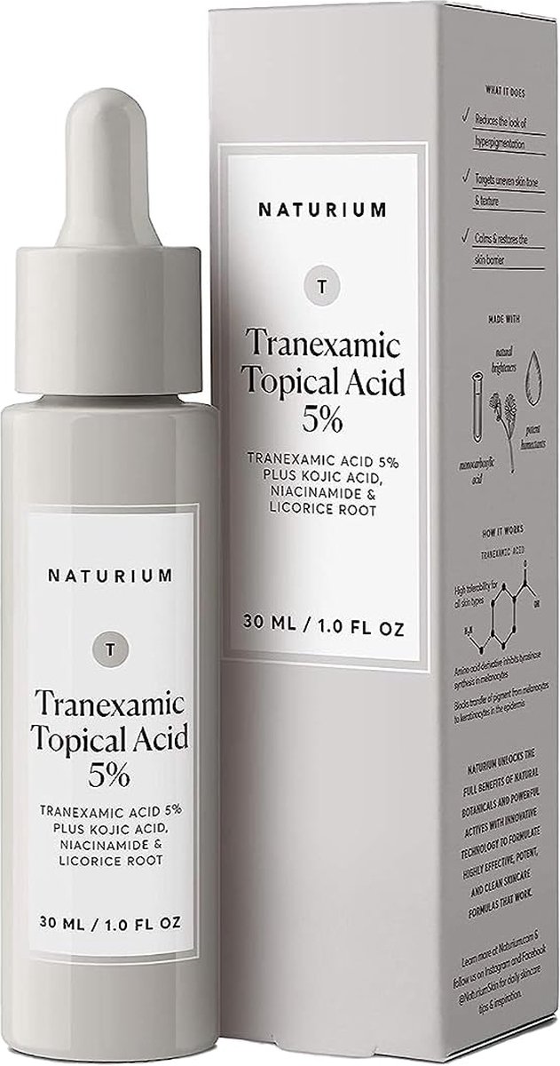 Goedkoopste Naturium Tranexamic Topical Acid 5 , Face & Skin Care Discoloration - Hyperpigmentatie - Donkere vlekken - Lichaam & Gezichtsolie - 30ml