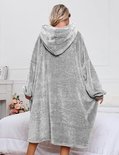 Oversized deken hoodie, draagbaar deken sweatshirt voor vrouwen en mannen, Sherpa FLeece gigantische capuchon trui met zak, Grijs, XL/4XL