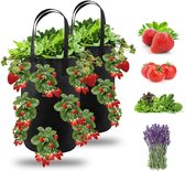 Aardbeienplantenzak, plantenzak, kweekzak met handvatten, hangende aardbeienplantenzakken met 13 gaten voor planten/kruiden/bloemen, 2 stuks 3 gallon (pak van 2, zwart)