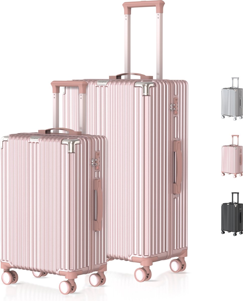 Voyagoux® - Reiskoffer set - Koffers - 2 stuks - S/L – Rose gold