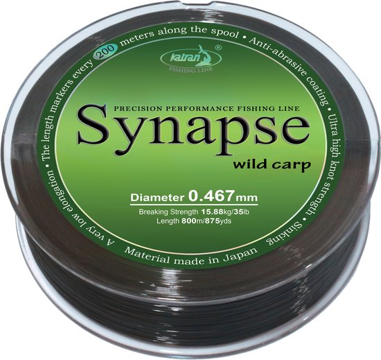 LIGNE DE PÊCHE KATRAN SYNAPSE CARPE WILD 0.467 MM 800M Force de traction 9.28 Kg