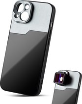 MOJOGEAR 17mm lens case voor iPhone 14 – Schroefdraad voor macrolens, telelens, anamorphic lens of DOF-adapter – Stevig hoesje – Zwart/Grijs