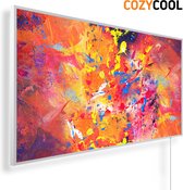 Infraroodpaneel met afbeelding | Kleuren explosie olieverf schilderij | 1200 Watt | Witte lijst | Infrarood verwarmingspaneel | Infrarood paneel | Infrarood verwarming