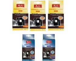 Melitta onderhoudset - 2 doosjes MELITTA ontkalkingspoeder + 3 doosjes MELITTA Perfect Clean reinigingstabletten