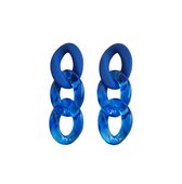 VILLA COCO Bo Kobalt - Blauwe oorbellen - Lichtgewicht - Schakel oorbellen - Moderne oorstekers - Dames oorhangers - RVS - Blauw