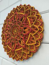 Handgemaakte duurzame Bloem Cirkelvormige Mandala Geel & Rood - ( 350mm )