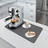 Vaatdroogmat, koffiezetapparaatonderlegger (50 x 30 cm, antraciet) Absorberende droogmat met PU-leer voor keuken, gootsteen en badkamer, antislip en sneldrogend