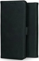 Rosso Deluxe Echt Leer Book Case Hoesje Geschikt voor Samsung Galaxy S23 FE | Ruimte voor drie pasjes | Portemonnee Book Case | Met Pasjeshouder | Zwart