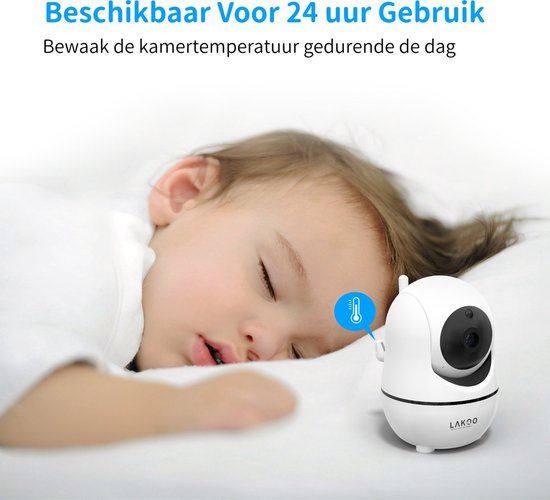 LAKOO BabyGuard Compact HD - Babyfoon met Camera en 3,5” Monitor - 1080p Full HD, Wifi - Nachtzicht - Bewegingsdetectie - Terugspreekfunctie - Slaapmuziek - Draaibaar - LAKOO