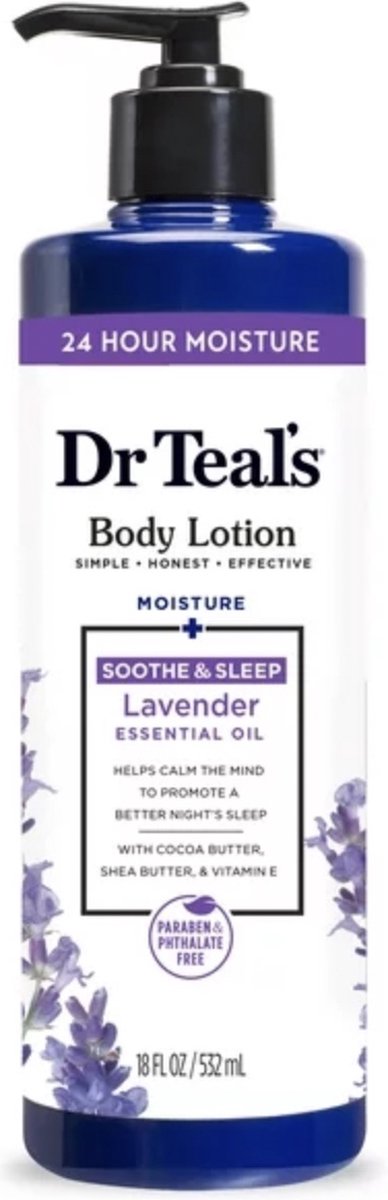 Dr Teal's - Body Lotion, 24 Hour Moisture + Soothing with Lavender Essential Oil - 532ml