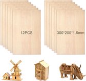 Plaques de bois de balsa pour le Modélisme et l'artisanat, 12 pièces, 300x200x1,5 mm, bois artisanal, bois de puzzle