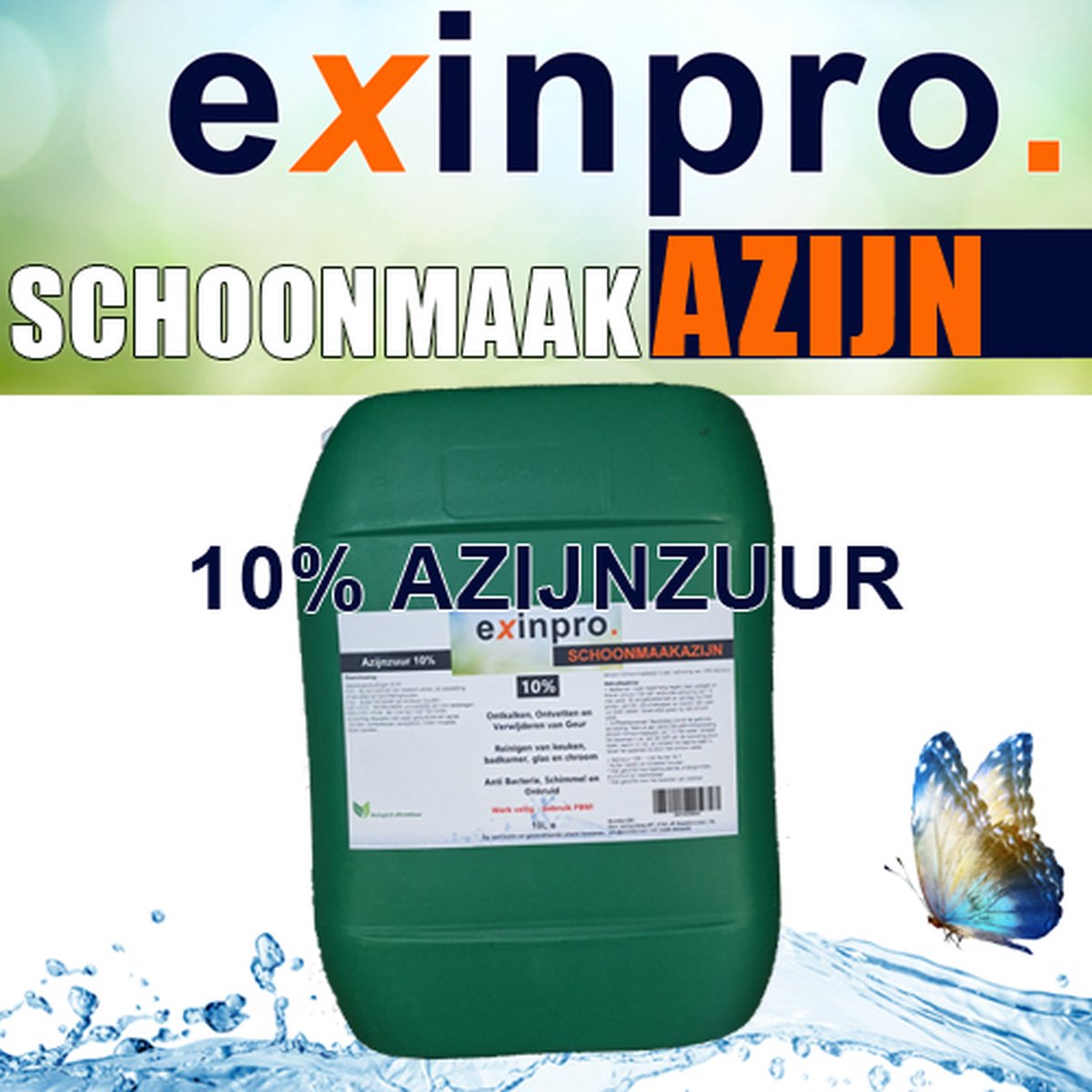 Goedkoopste exinpro®Schoonmaakazijn 5L | 10 Azijnzuur | Hoge percentage voor krachtige werking | Ontkalken, ontvetten en reinigen