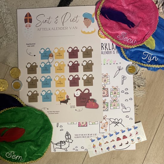 Sinterklaas aftelkalender om zelf te printen | Let op! Digitaal bestand | Schoentje zetten | Sintkalender
