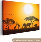 Canvas Schilderij Olifant - Wilde dieren - Afrikaans - 60x40 cm - Wanddecoratie