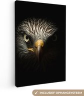 Canvas Schilderij Vogel - Adelaar - Roofvogels - Oog - Snavel - Licht - 40x60 cm - Wanddecoratie
