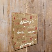 5 Kerst draag tasjes - Tekst - cadeau verpakking - kadotasje - Cadeautasje - papier - geschenk tasje - 18x8x22cm