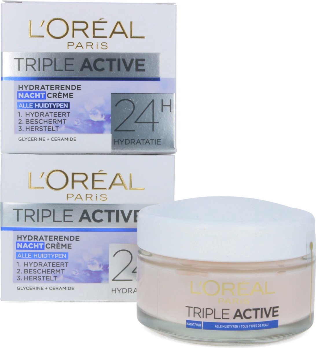 Goedkoopste L'Oréal Triple Active 24H Nachtcrème - 50 ml (2 stuks
