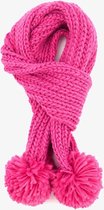 Meisjes sjaal met pompons - Roze - 100% Acryl - Extra zacht