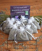 Bonheur de Provence - geurzakjes lavendel - biologische lavendel uit de Provence - 10 witte organza zakjes - 6 gram per zakje