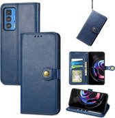 Luxe PU-leer Wallet Case + PMMA Screenprotector voor Motorola Edge 20 Pro _ Blauw