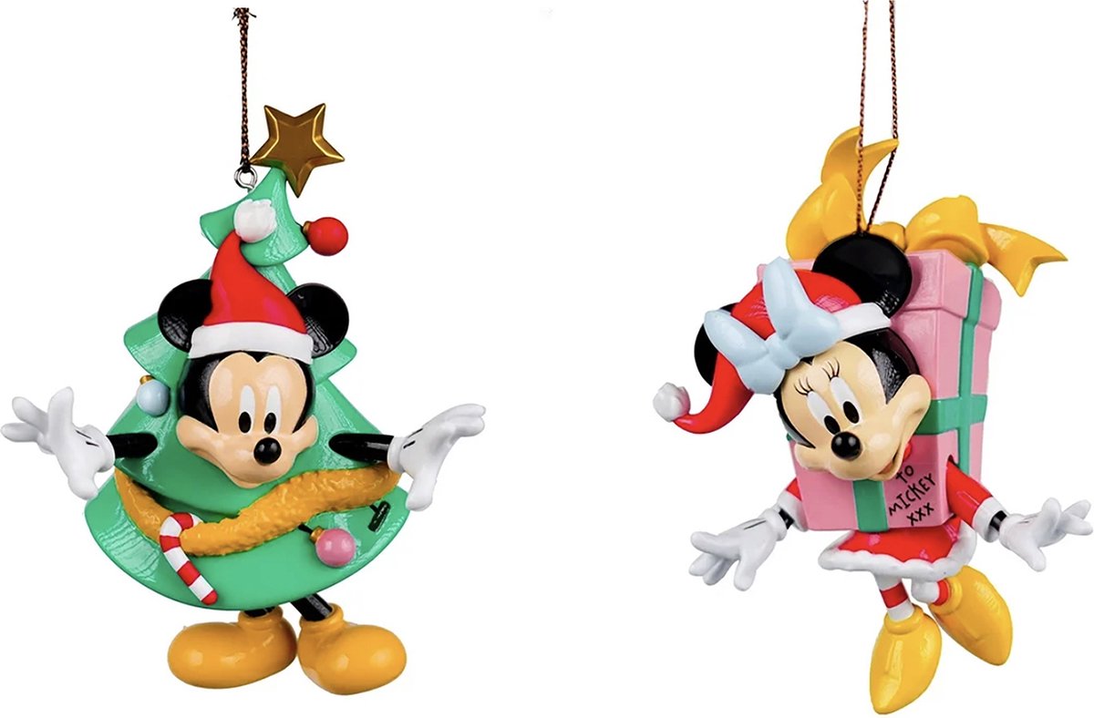 Mickey & Minnie Disney© Cadeau + kerstboom kerstbal ornament 3D (set van  2st) | bol