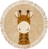 Tapis Prénatal Chambre Enfant Rond - Girafe - Tapis Chambre de bébé - Beigemarron - ø 94 cm