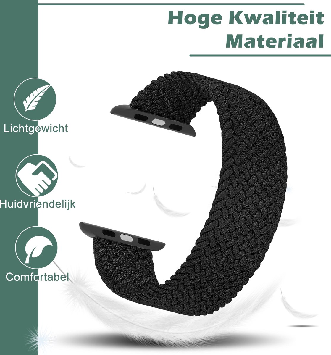 Stravo Gevlochten Nylon Bandje voor Apple Watch – Solo-stijl – Verstelbaar & Elastisch – Starlight – Geschikt voor Apple Watch 49mm (Ultra 1/2/3), 46mm (Series 10/11), 45mm (Series 7/8/9), 44mm (Series 4/5/6, SE 1/2/3) – S/M – foto 6