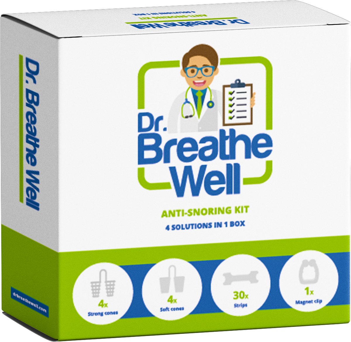 Dr. Breathe Well ™ - Compleet 4 in 1 Anti Snurk Neusspreider Pakket - 30x Neuspleisters medium/large - 4x Zachte neusspreiders - 4x Stevige neusspreiders - 1x Neusklem met magneet - Simply the right choice! op Prijzenvolger.com