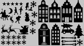 Raamsticker | Statisch | Grachtenpand | Kerst | Sint | Winter | Groot| Zwart