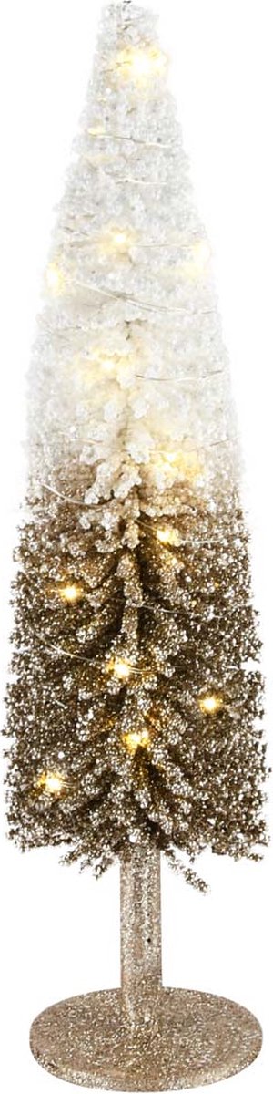 Dekoratief | Deco boom op voet, goud/wit, rotan, LED, 17x17x43cm | A215623