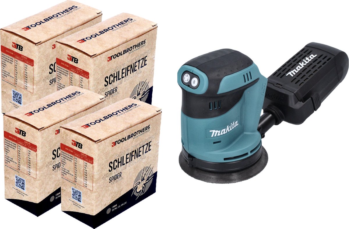 DBO 180 Z accu excentrische schuurmachine 18 V 125 mm + 4x Toolbrothers SPIDER schuurmiddelen set - zonder accu, zonder oplader, ideaal voor doe-het-zelvers, schuren, vast gemonteerde stofbox