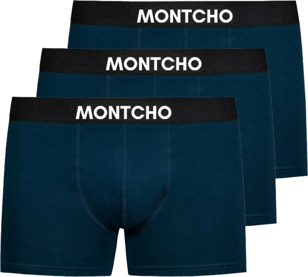 MONTCHO - Essence Series - Boxershort Heren - Onderbroeken Heren - Boxershorts - Ondergoed - 3 Pack - Blauw - Maat: (S - XXL)