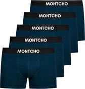 MONTCHO - Essence Series - Boxershort Heren - Onderbroeken heren - Boxershorts - Heren ondergoed - Valentijn Cadeautje voor Hem - 5 Pack - Blauw - Heren - Maat XL