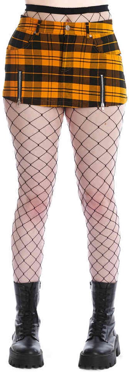 Banned - Rochelle Check Korte rok - XL - Zwart/Geel