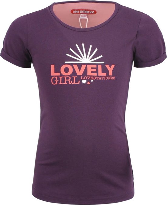 Love Station meisjes t-shirt Ingrid Purple Coral