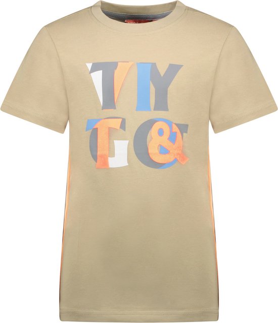 TYGO & vito jongens t-shirt met print en tape Sand