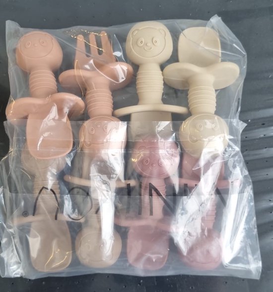 4 Setjes - Baby Bestek - Vork en Lepel - Kinderbestekset - Roze Beige van Little Dutch — afbeelding 3