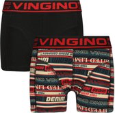 Vingino jongens ondergoed 2-pack boxers Black Stripe Deep Black