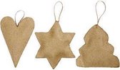 Kerst ornamenten hart ster en kerstboom afm 8-9 cm 9stuks