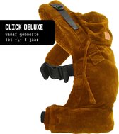 ByKay Draagzak Click Carrier Deluxe - Luxe Draagzak Draagzak Baby vanaf broekmaat 62/68 tot +/- 3jaar - Maximale Ondersteuning, Comfort & Ergonomie - Click & Go - voor Buik, Heup en Rug - Rib Fluweel - Mustard Brown