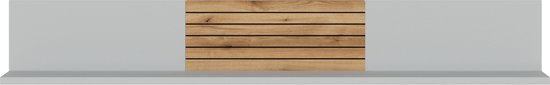 VERO P01 Hangplank, wandplank lengte 160 cm, decoratieve plank voor souvenirs, voor in de woonkamer of kamer. Grijs / eiken