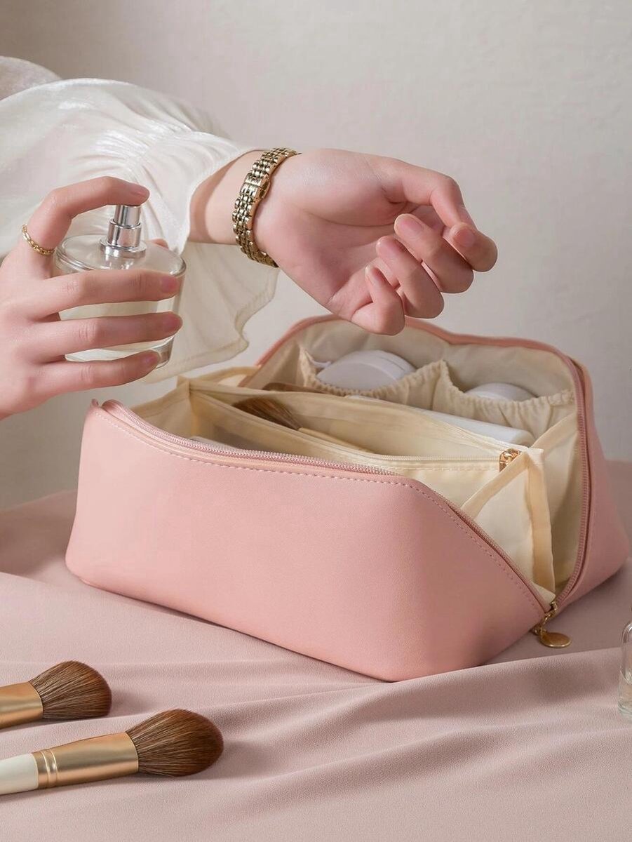Luxe Make-up Tas Roze + Beauty Blender Spons - Toilettas - Reistas - Tas Voor Toilet Artikelen - Beauty case - Cosmetica tas - Handige Make-up Tas - Make-up Organizer - Skincare Organizer - Reis Toilettas - Multifunctionele Make-up Tasje - Case Tool van Merkloos / Sans marque — cadeau in Mode & Accessoires - foto 7