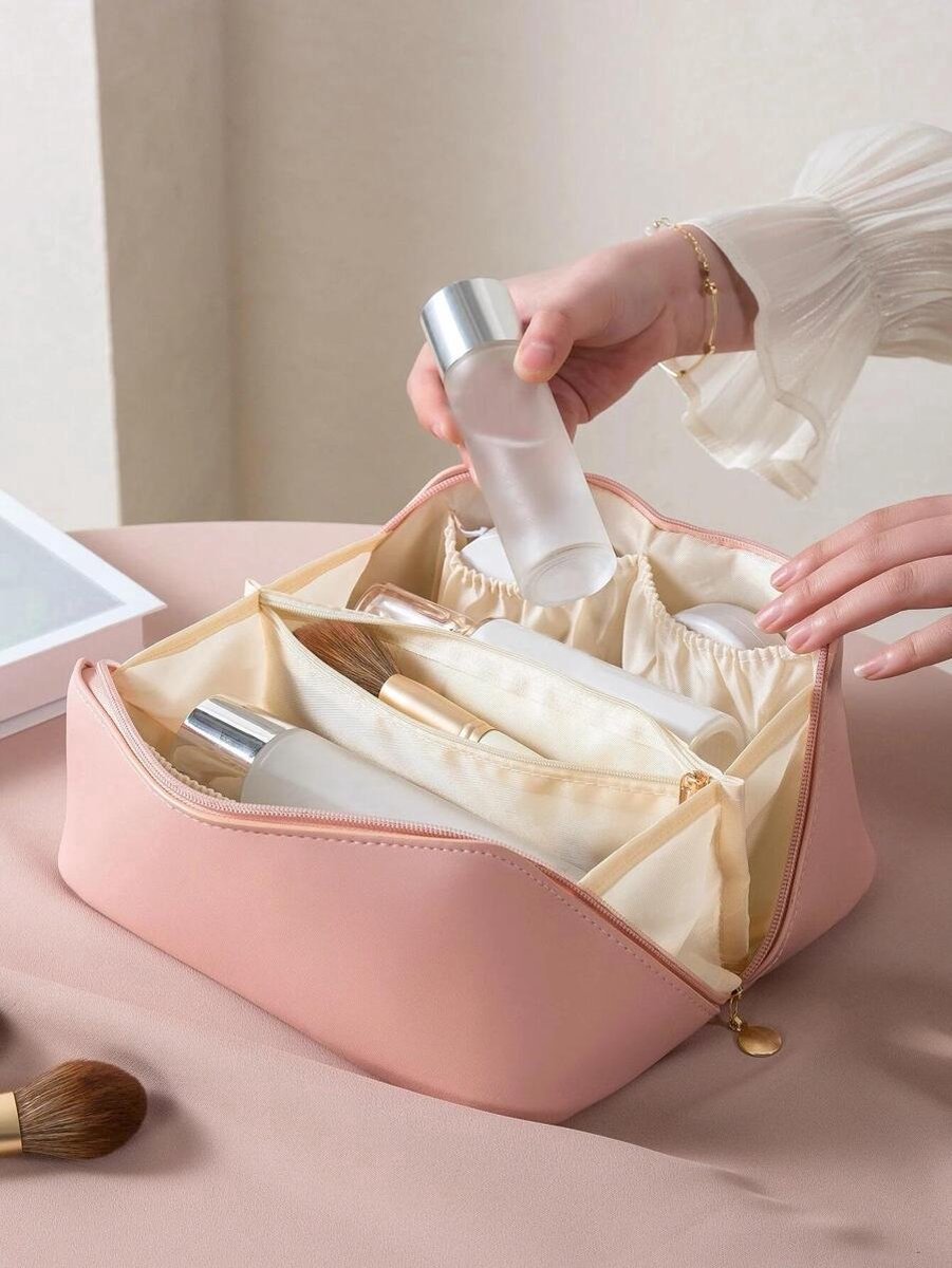 Luxe Make-up Tas Roze + Beauty Blender Spons - Toilettas - Reistas - Tas Voor Toilet Artikelen - Beauty case - Cosmetica tas - Handige Make-up Tas - Make-up Organizer - Skincare Organizer - Reis Toilettas - Multifunctionele Make-up Tasje - Case Tool van Merkloos / Sans marque — cadeau in Mode & Accessoires - foto 5