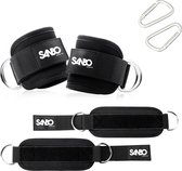 Sanbo Ankle Straps - Incl. 2 Karabijnhaken - Ankle Cuff Strap - Sport Kickback - Enkelband Fitness - Zwart