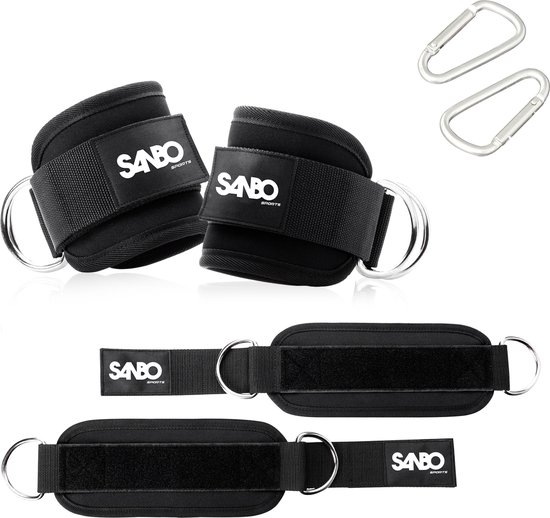 Sanbo 2x Enkelband voor Fitness - Incl. 2 Karabijnhaken - Ankle Straps - Ankle Cuff Strap - Sport Kickback - Ankle Strap