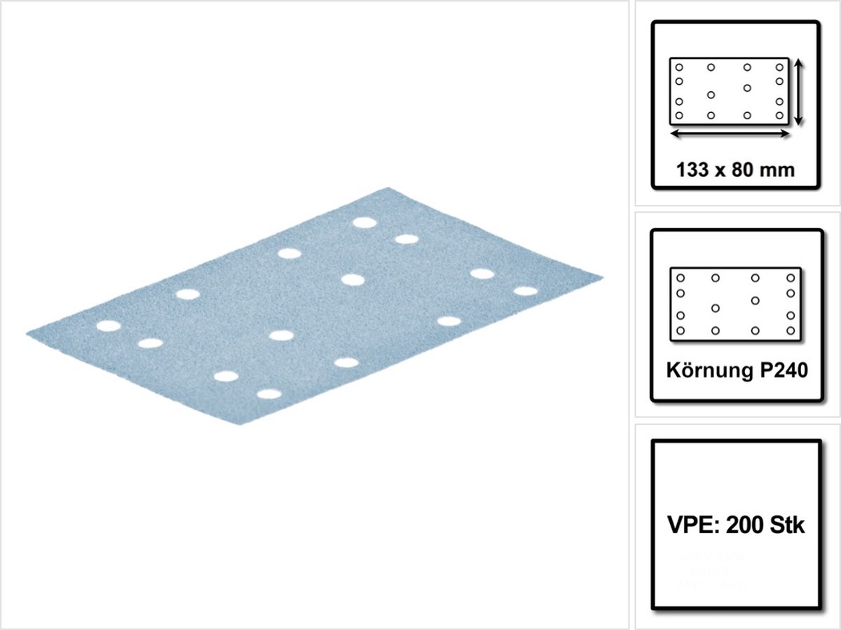 Festool STF 80x133 schuurband granaat P240 80 x 133 mm 200 stuks ( 2x 497124 ) voor schuurschijf RTS 400, RTSC 400, RS 400, RS 4, LS 130