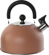 Items Kitchen Theepot Matcha - terracotta bruin - inox - 2500 ml - fluitketel voor het fornuis